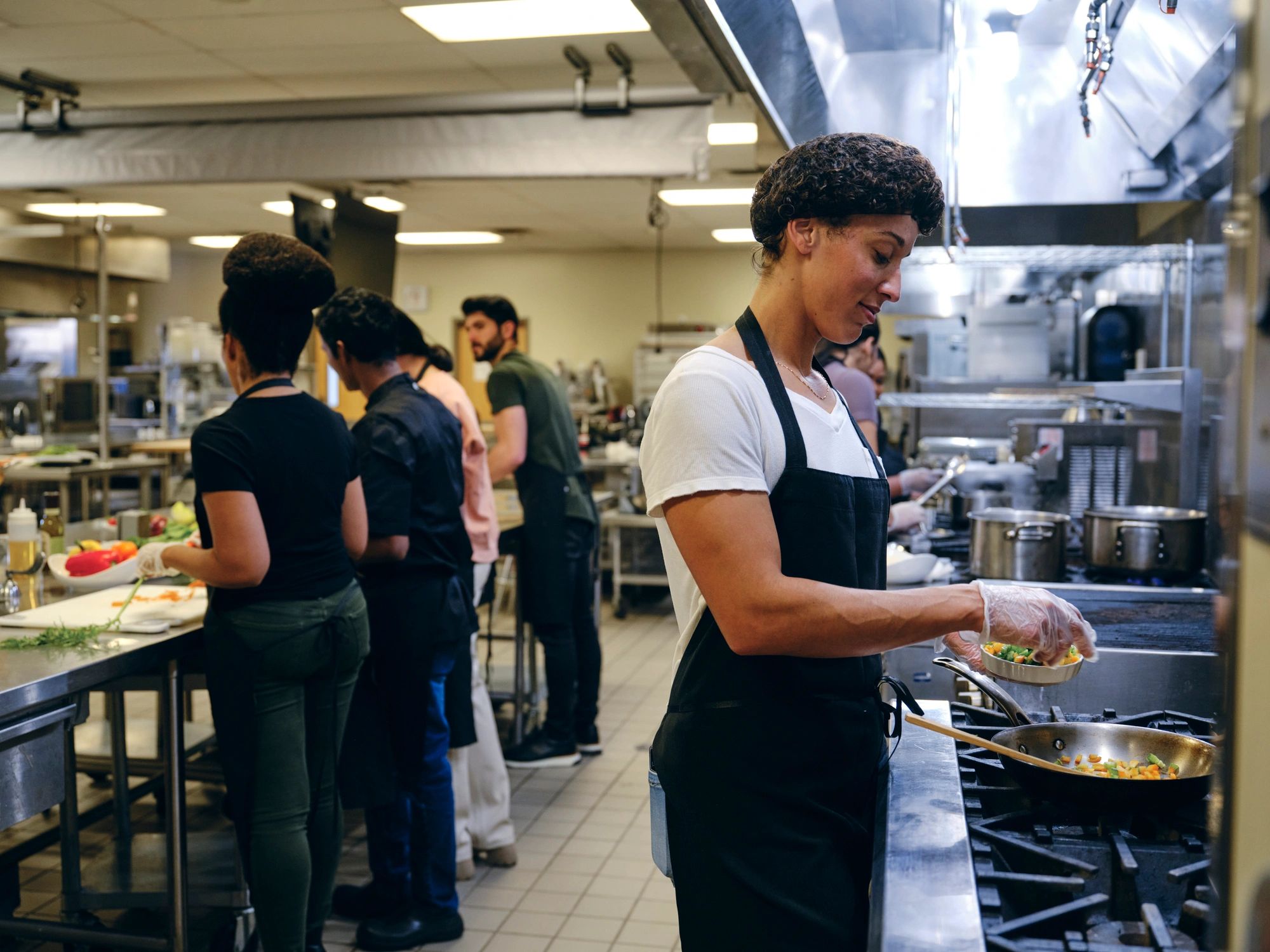 Chef working in a commercial kitchen